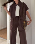 Chic Top and Pants Outfit with Stretch Waist