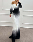 Gradient Off-Shoulder Evening Dress