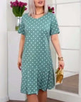 Polka dot print short sleeve casual dress