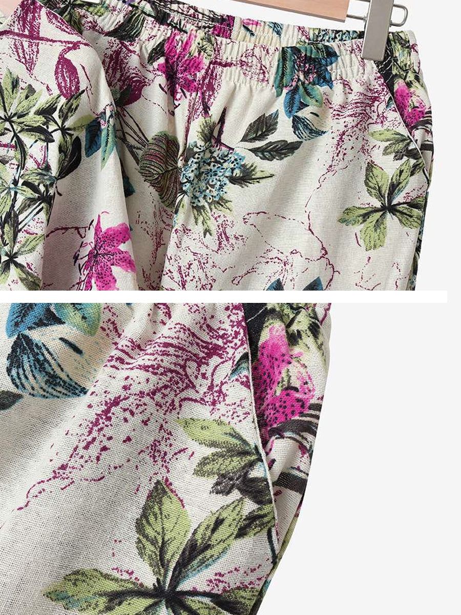 Floral Print Round Neck Two-Piece Set