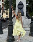 Elegant Embroidered Deep V Sleeveless Dress