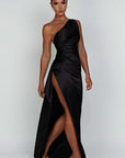 One Shoulder Satin Long Bodycon Dress