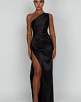 One Shoulder Satin Long Bodycon Dress