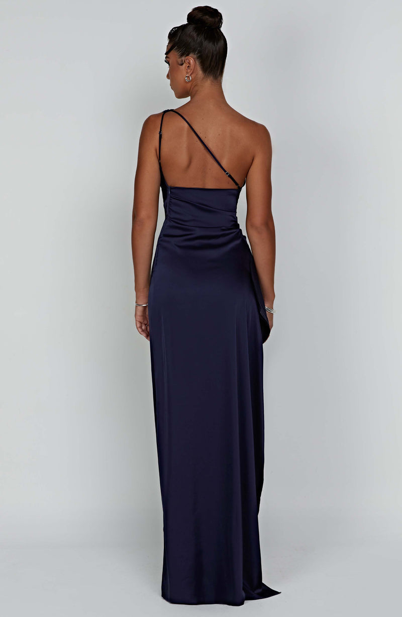 One Shoulder Satin Long Bodycon Dress