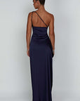 One Shoulder Satin Long Bodycon Dress