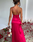 One Shoulder Satin Long Bodycon Dress