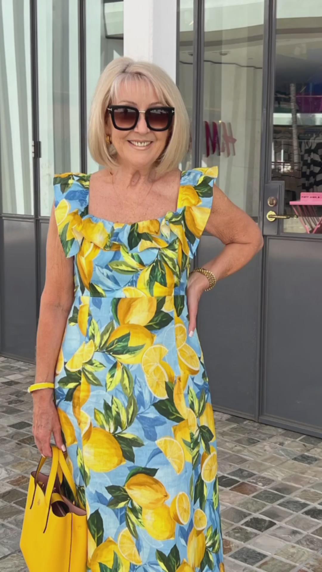 Lemon Print Tunic Dress with Relaxed Fit