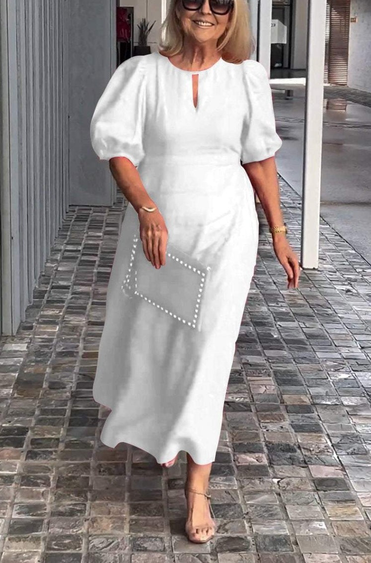 Elegant Dress with Statement Puff Sleeves