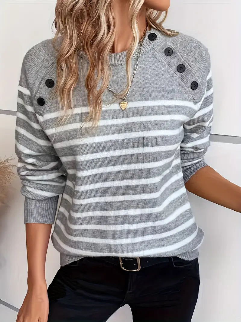 Striped Button Front Sweater
