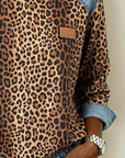 Leopard Print Denim Patchwork Sweatshirt