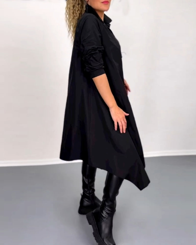 Solid color irregular casual dress
