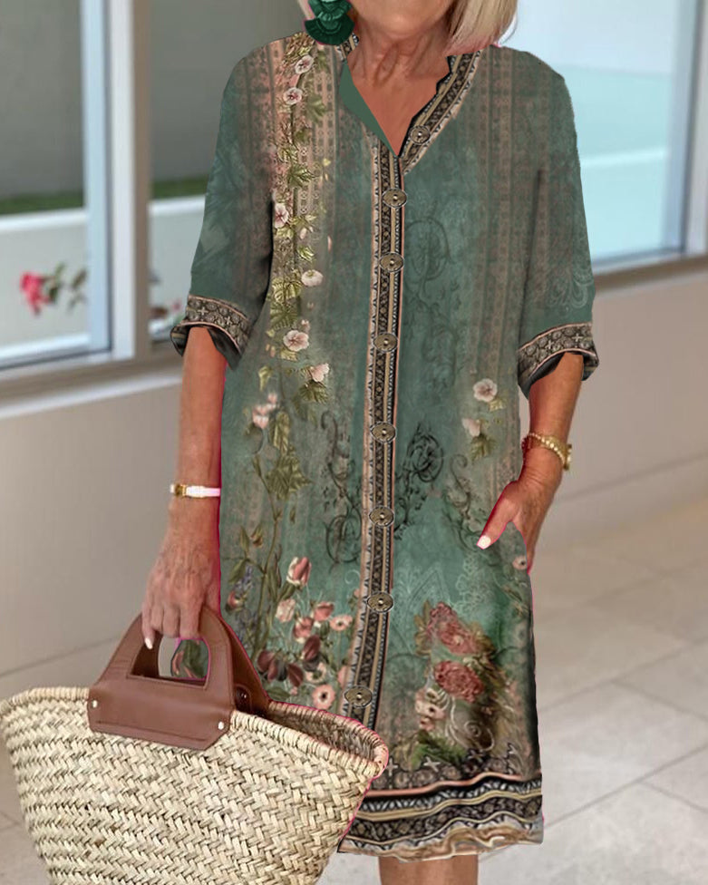 Floral Printed Shirt Dress