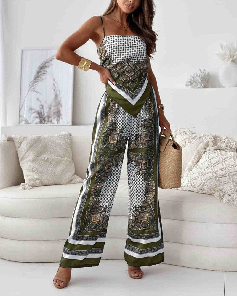 Trendy Lace-Up Vest Two-Piece Outfit