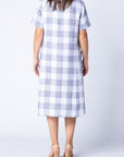 Floaty Check Dress in Soft White Fabric