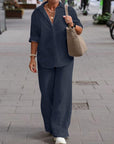 Long-Sleeved Shirt & Pants Two-Piece Set