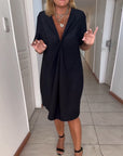 V-neck twist short-sleeved dress
