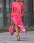 Long-Sleeve Leopard Print Dress