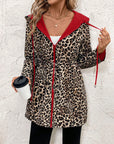 Hooded Reversible Leopard Print Coat