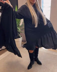 Long sleeve panel loose hooded dress