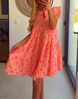 Plunge Neck Boho Dress