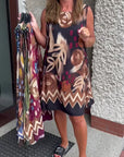 Abstract Floral Sleeveless Dress