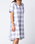 Floaty Check Dress in Soft White Fabric