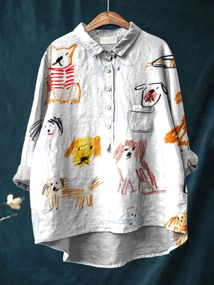Cute Bella Dog Print Casual T-Shirt