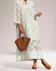 Chic Maxi Dress with Intricate Lace Design