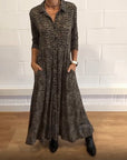 Printed lapel pocket dress