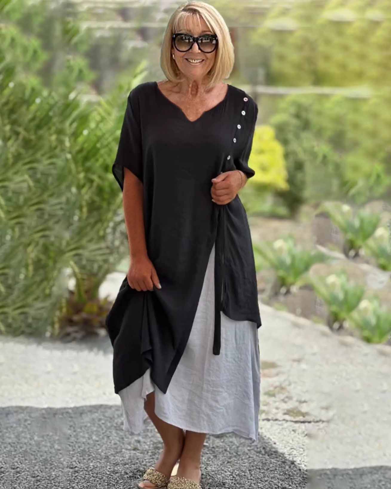 Asymmetric Short Sleeve Dress
