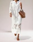 Chic Maxi Dress with Intricate Lace Design