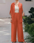Long Sleeve Shirt Top Pants Two Piece-Set