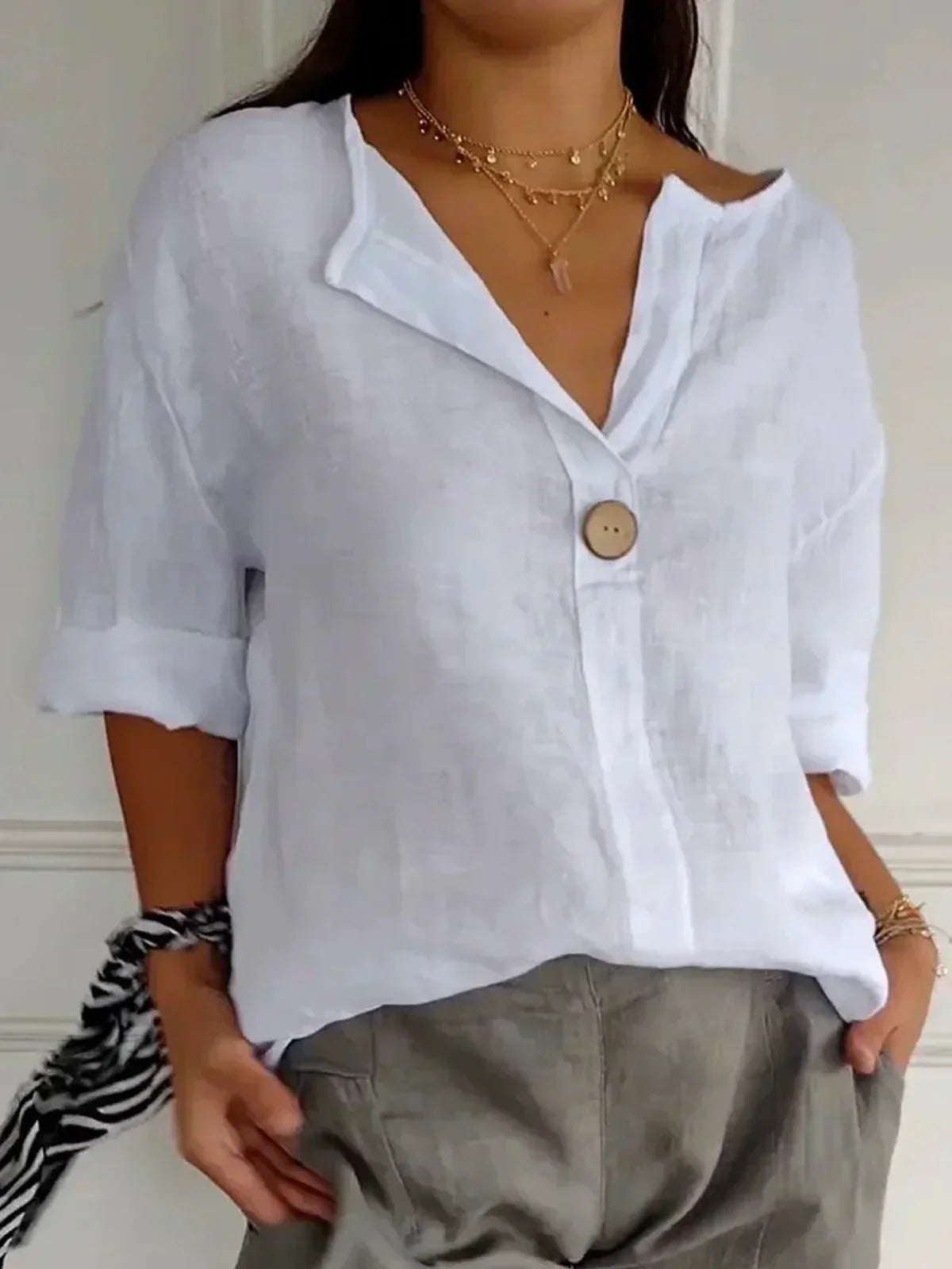 Modern Fit Casual V Neck Blouse
