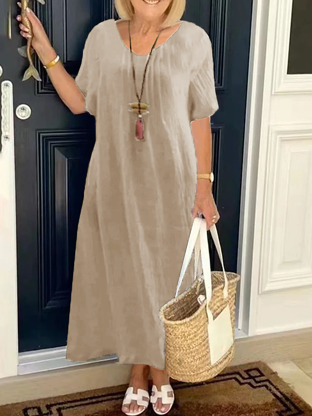 Casual V-Neck Pocket Dress