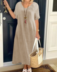 Casual V-Neck Pocket Dress