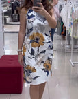 Floral print sleeveless elegant dress