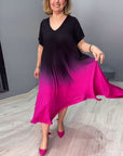 Casual pleated ombre dress