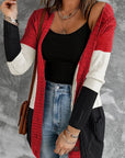 Color Block V-Neck Button Up Cardigan