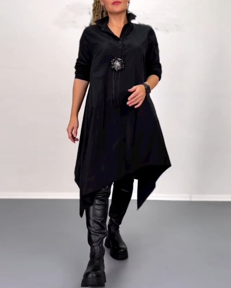 Solid color irregular casual dress