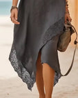 Asymmetrical Lace-Paneled Dress