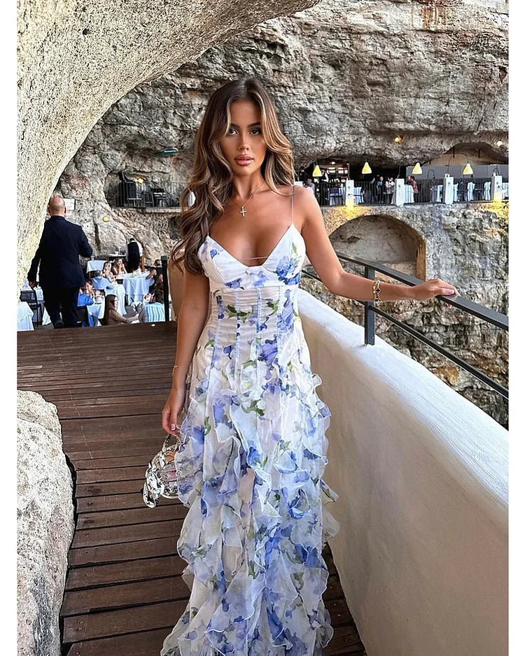 Flowy Ruffle Hem Elegant Dress
