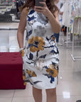 Floral print sleeveless elegant dress