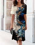 Round Neck Printed Straight Dress