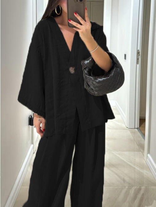 Comfortable V-Neck Casual Two-Piece Set