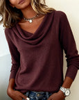 Fashionable Long-Sleeved Pile Collar Sweater