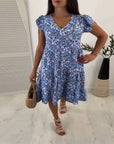 V-neck floral sleeveless midi dress