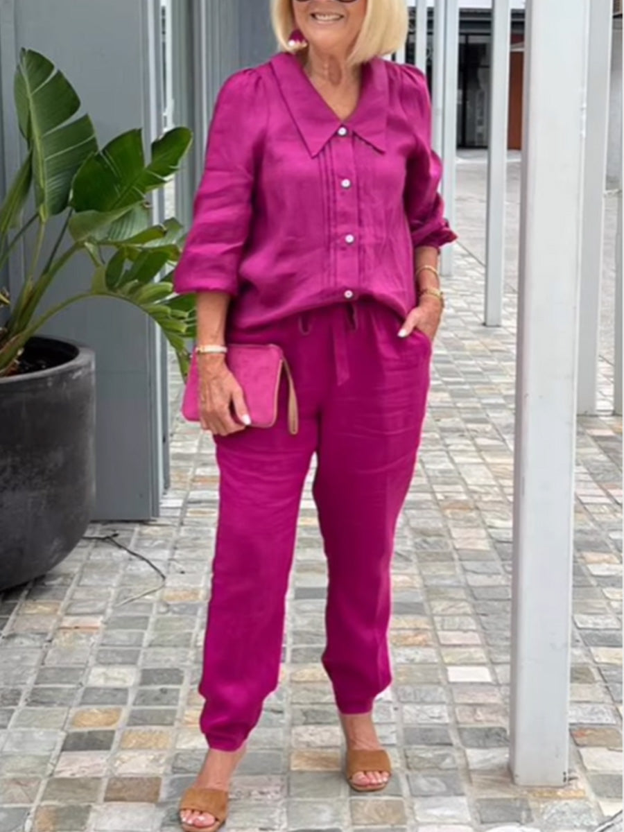 Spring V-neck Two Piece-Set