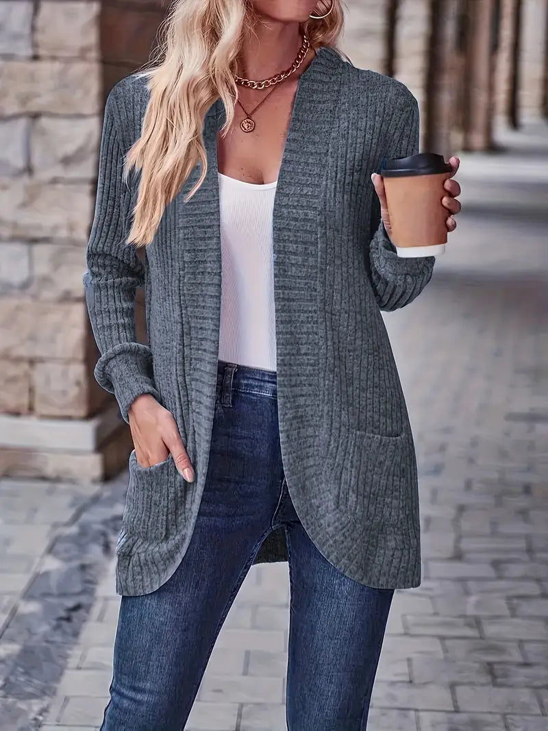 Chic Casual Ribbed Long-Sleeve Top
