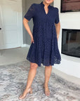Stand Collar Hollow A-Line Dress