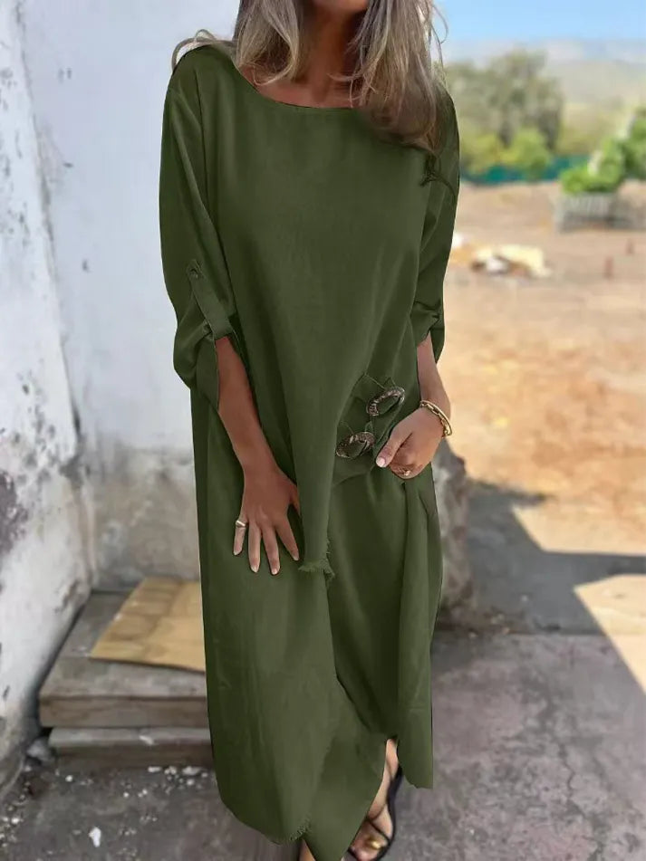 Chic V-Neck Flowy Midi Dress